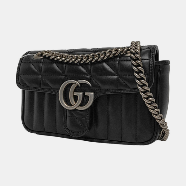 GG Marmont Small Quilted Calfskin Black