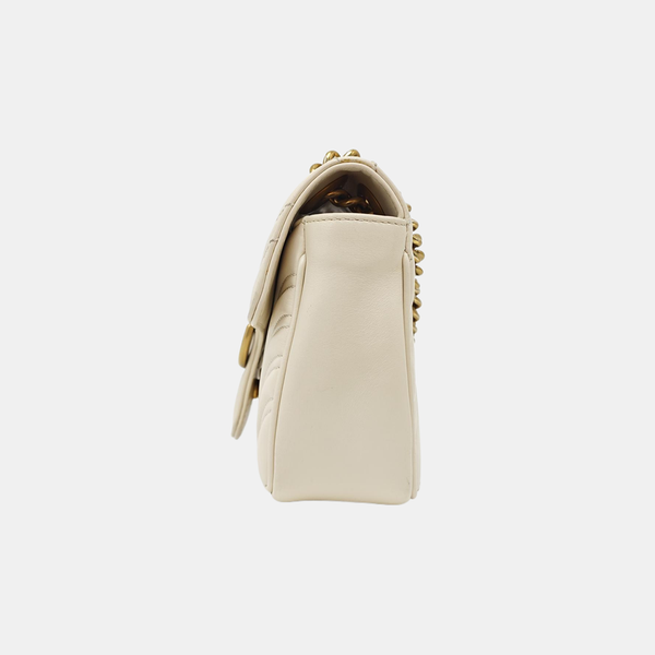 GG Marmont Small Quilted Calfskin White