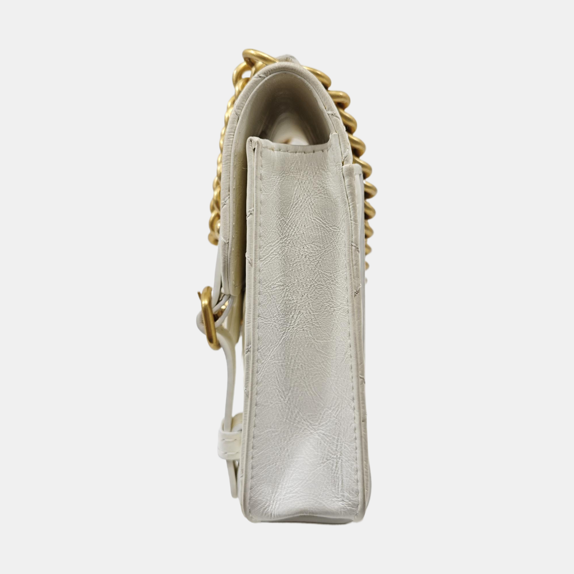 Quilted Calfskin Shoulder Bag Mini White