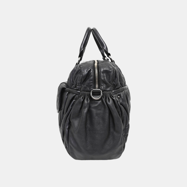 Quilted Lambskin Shoulder Bag Black