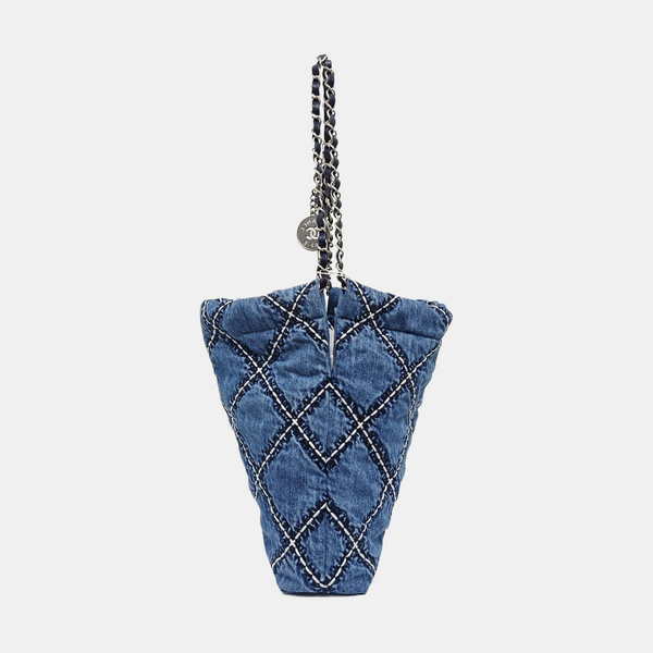 CHANEL 22 Small Quilted Denim Blue