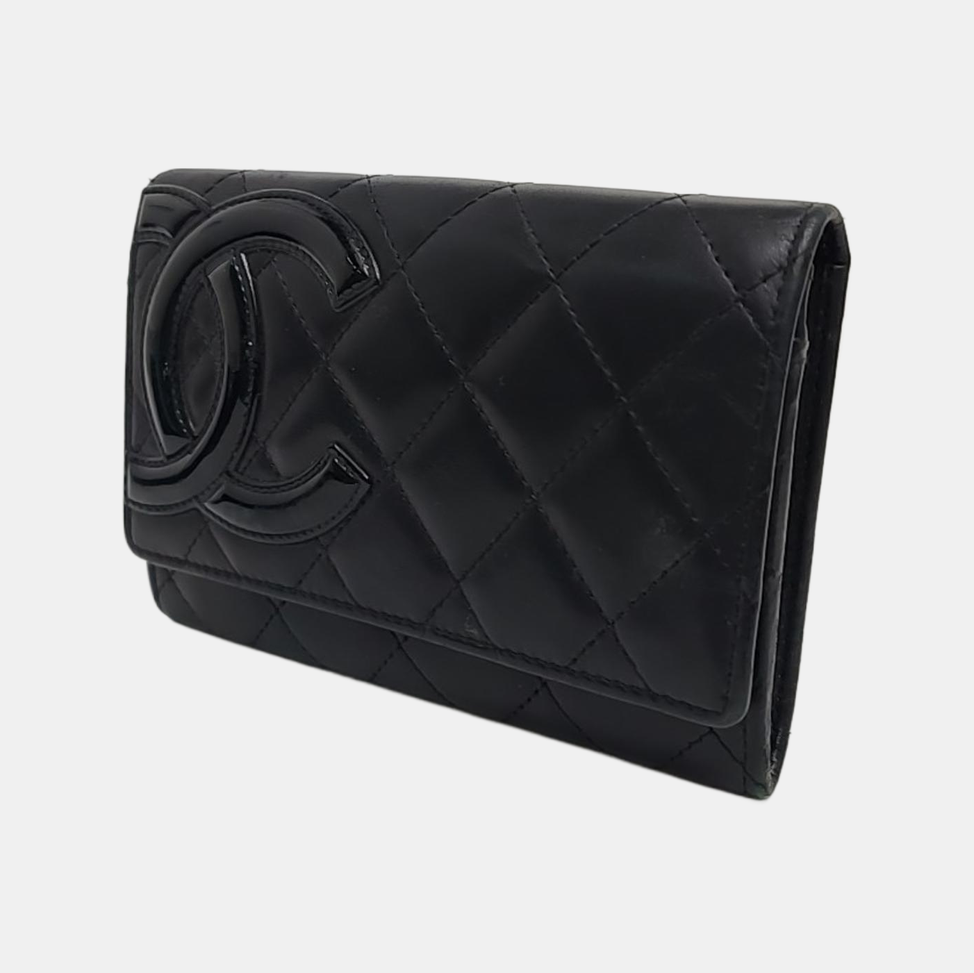 Authenticated pre-owned  CAMBON Quilted Calfskin Black Wallet - Wallet at Looply