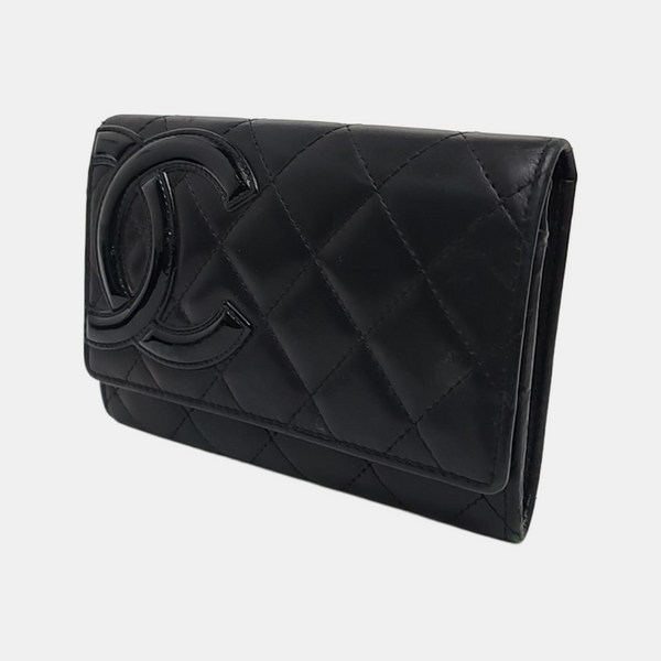 Authenticated pre-owned  CAMBON Quilted Calfskin Black Wallet - Wallet at Looply