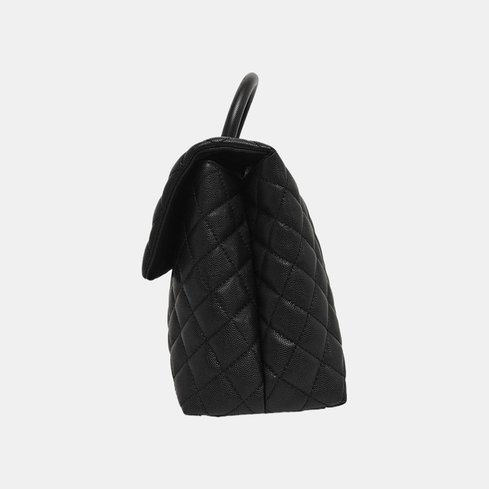 COCO HANDLE Large Quilted Grained Calfskin Black
