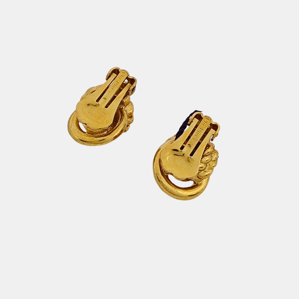 Twist Round Metal Gold Clip On Earrings