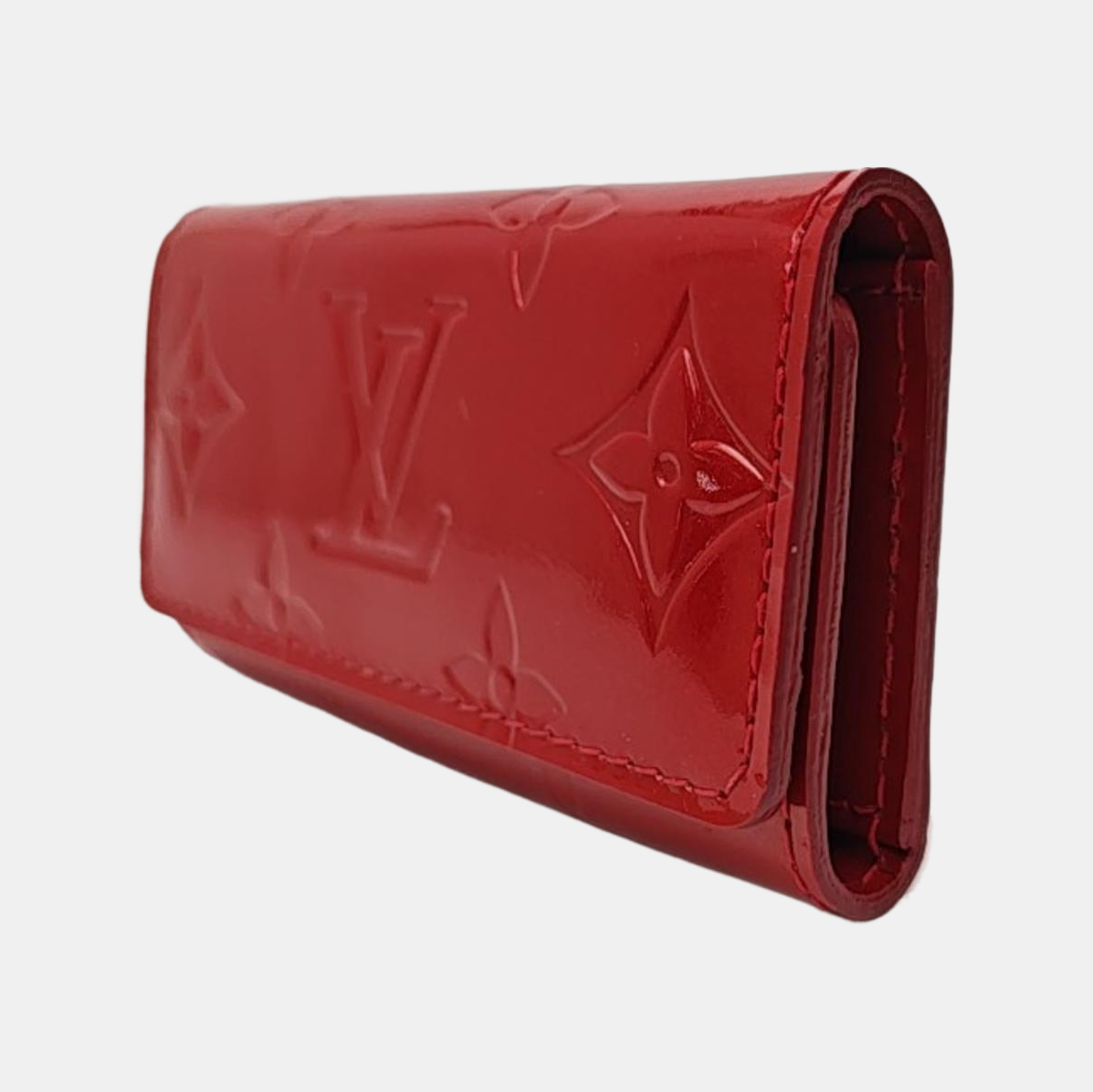 Monogram Patent Leather Key Pouch Red