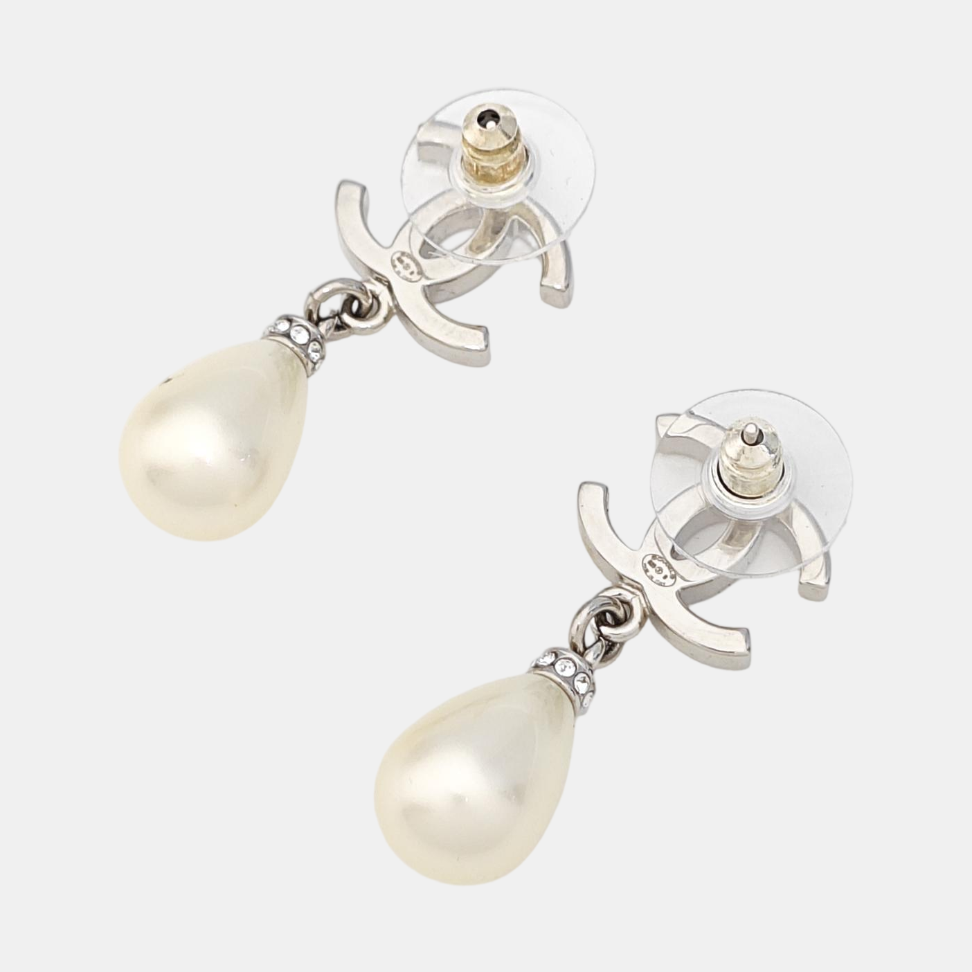 Faux Pearl Silver Earrings
