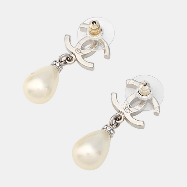 Faux Pearl Silver Earrings