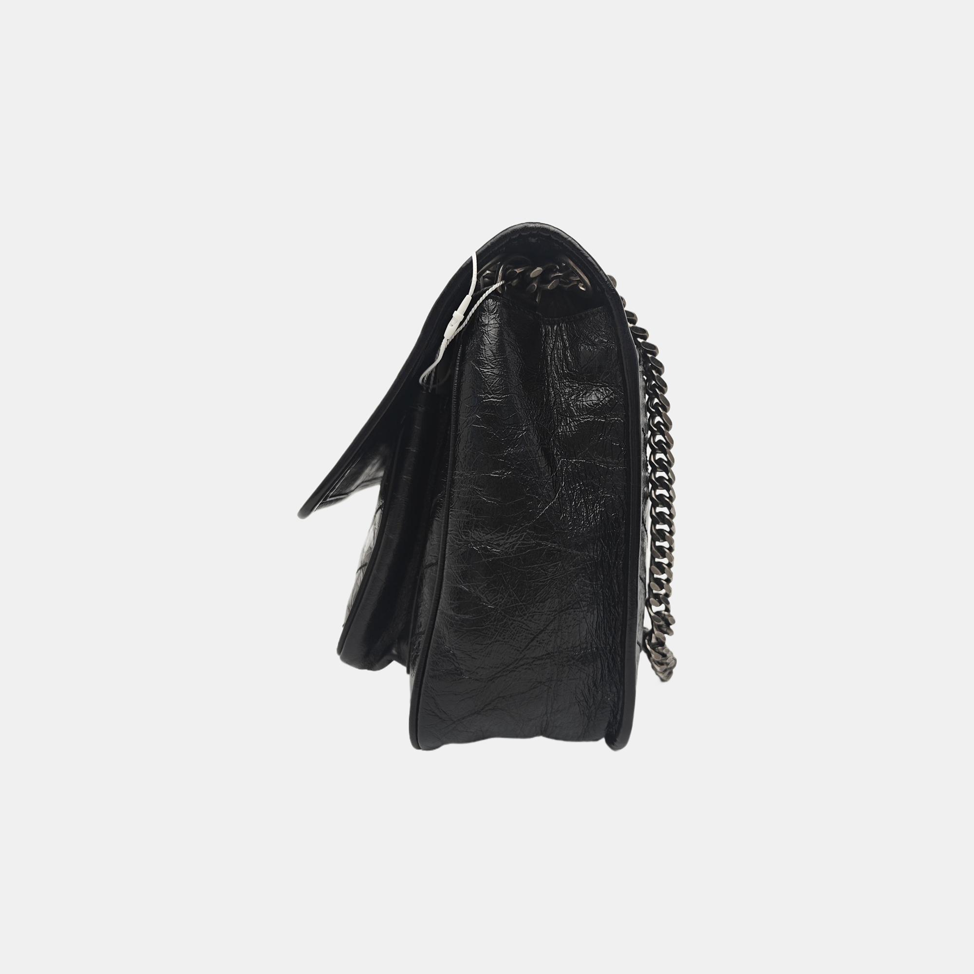 NIKI Medium Chevron Calfskin Black