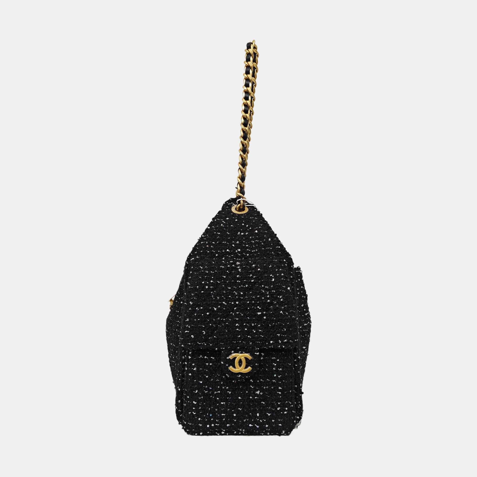 CHANEL 25 Medium Quilted Fabric Black