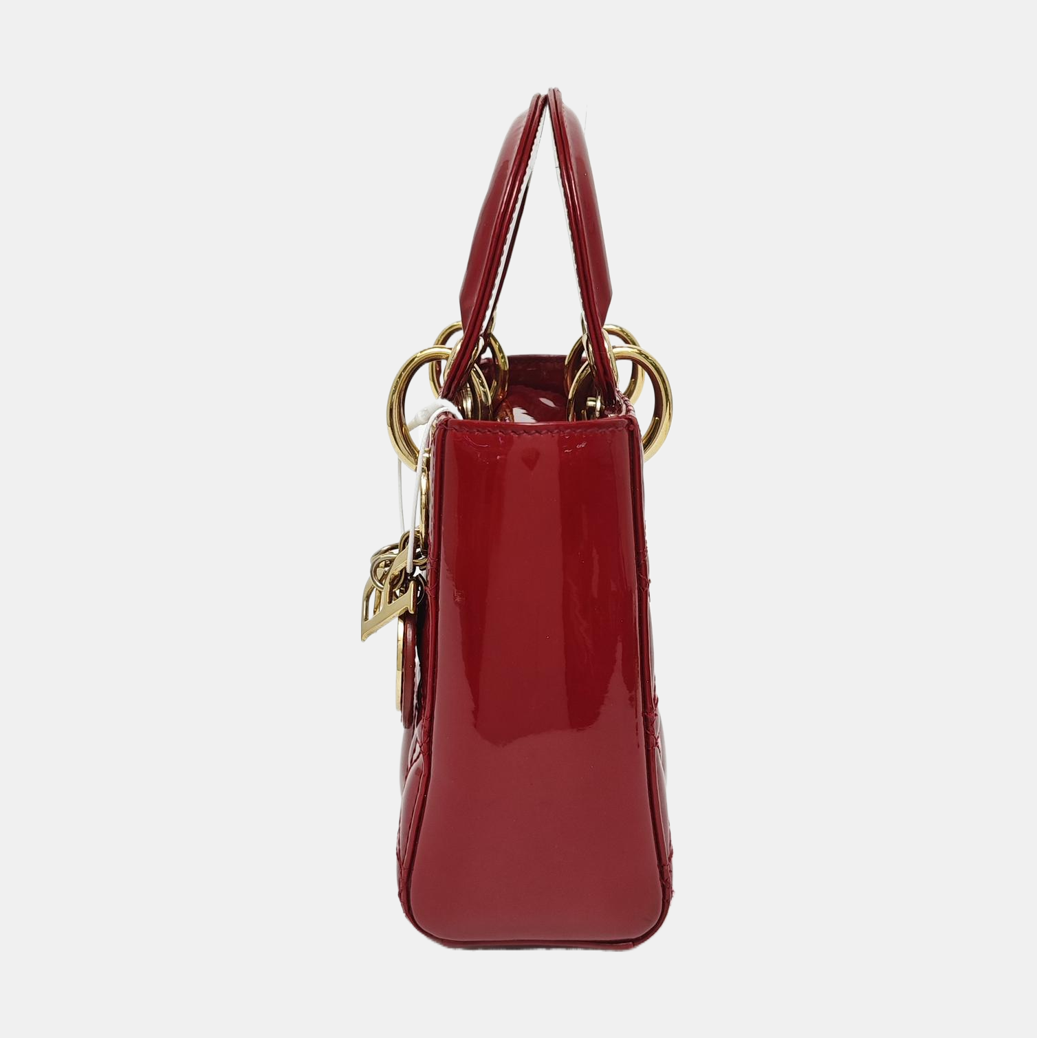 Lady Dior Mini Cannage Patent Calfskin Red
