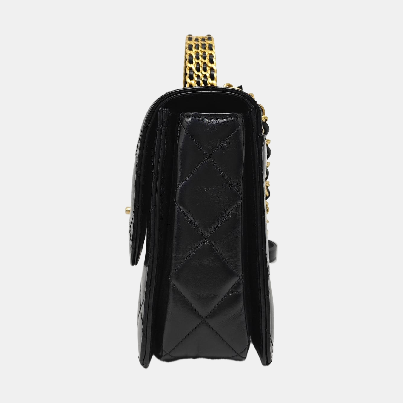 Quilted Calfskin Shoulder Bag Small Black