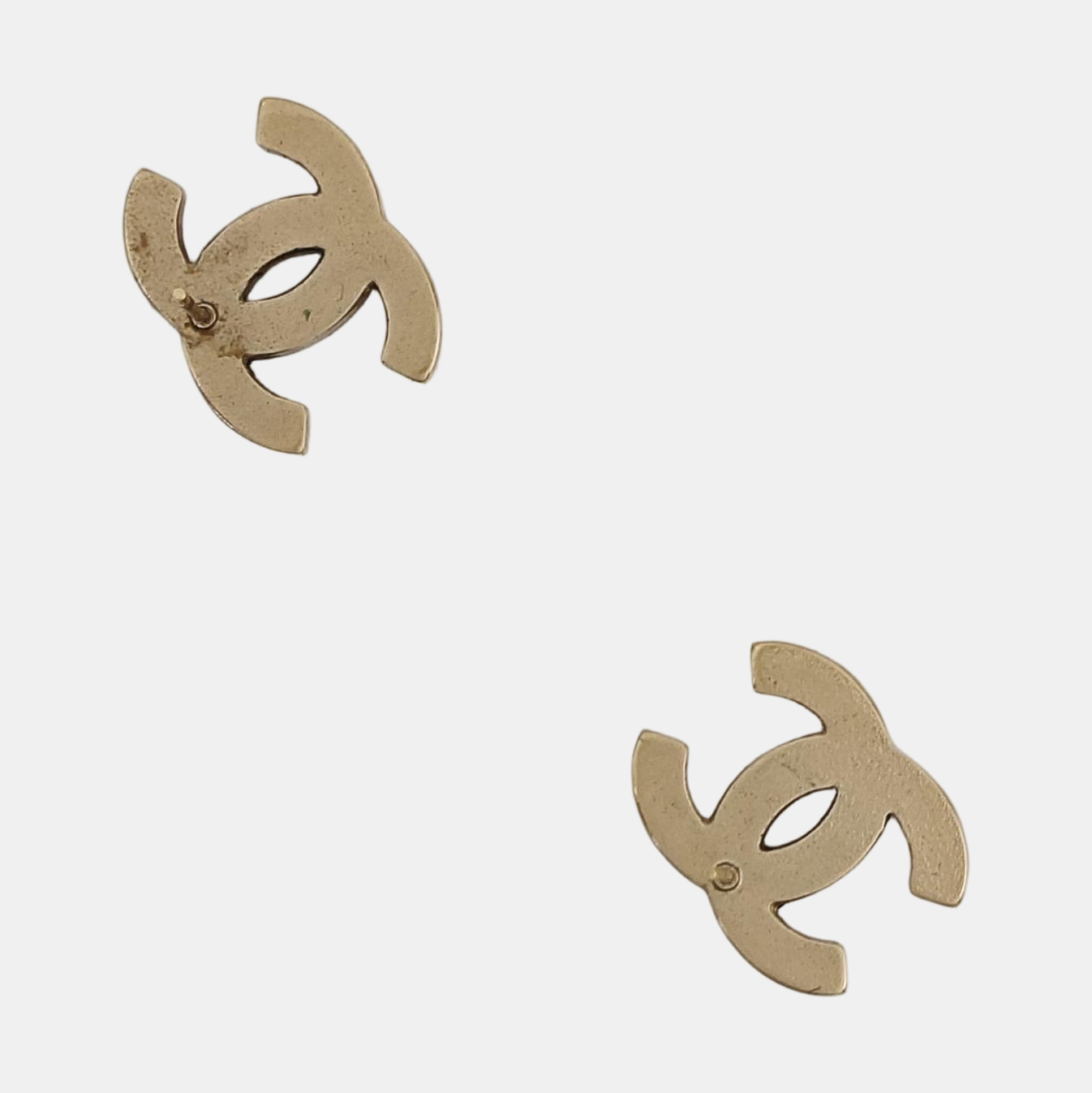 CC Logo Metal Gold Stud Earrings