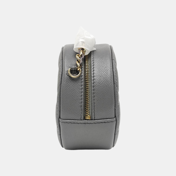 ROUND Quilted Grained Calfskin Gray