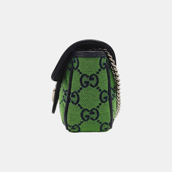 GG Marmont Mini Quilted Canvas Green