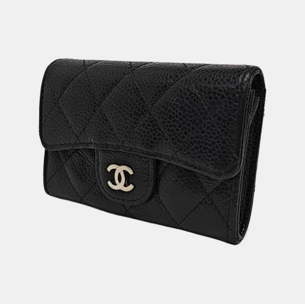 CLASSIC FLAP Quilted Grained Calfskin Black Card Holder