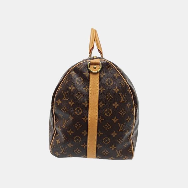 KEEPALL 55 Monogram Coated Canvas Brown