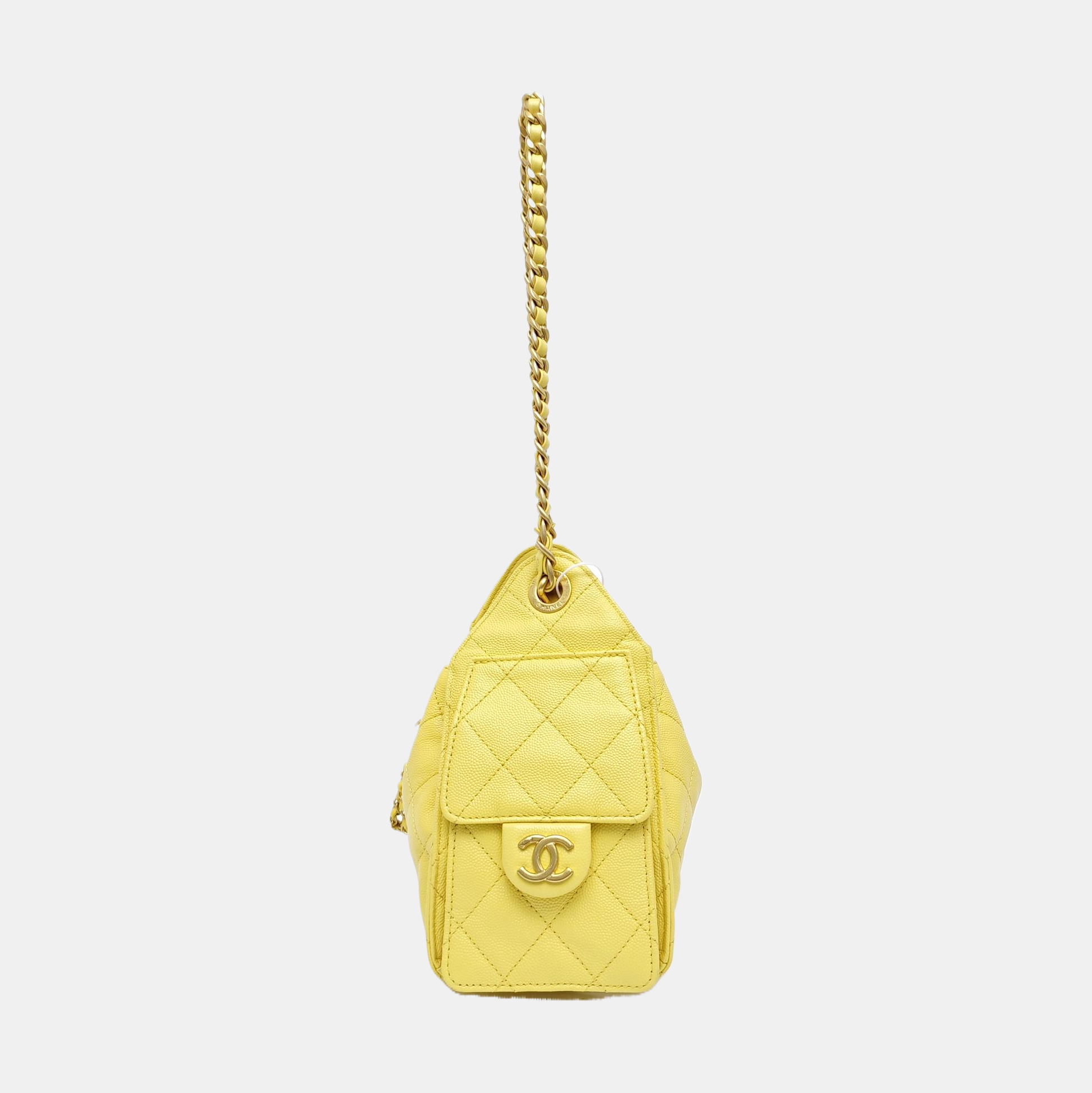 CHANEL 25 Quilted Grained Calfskin Yellow
