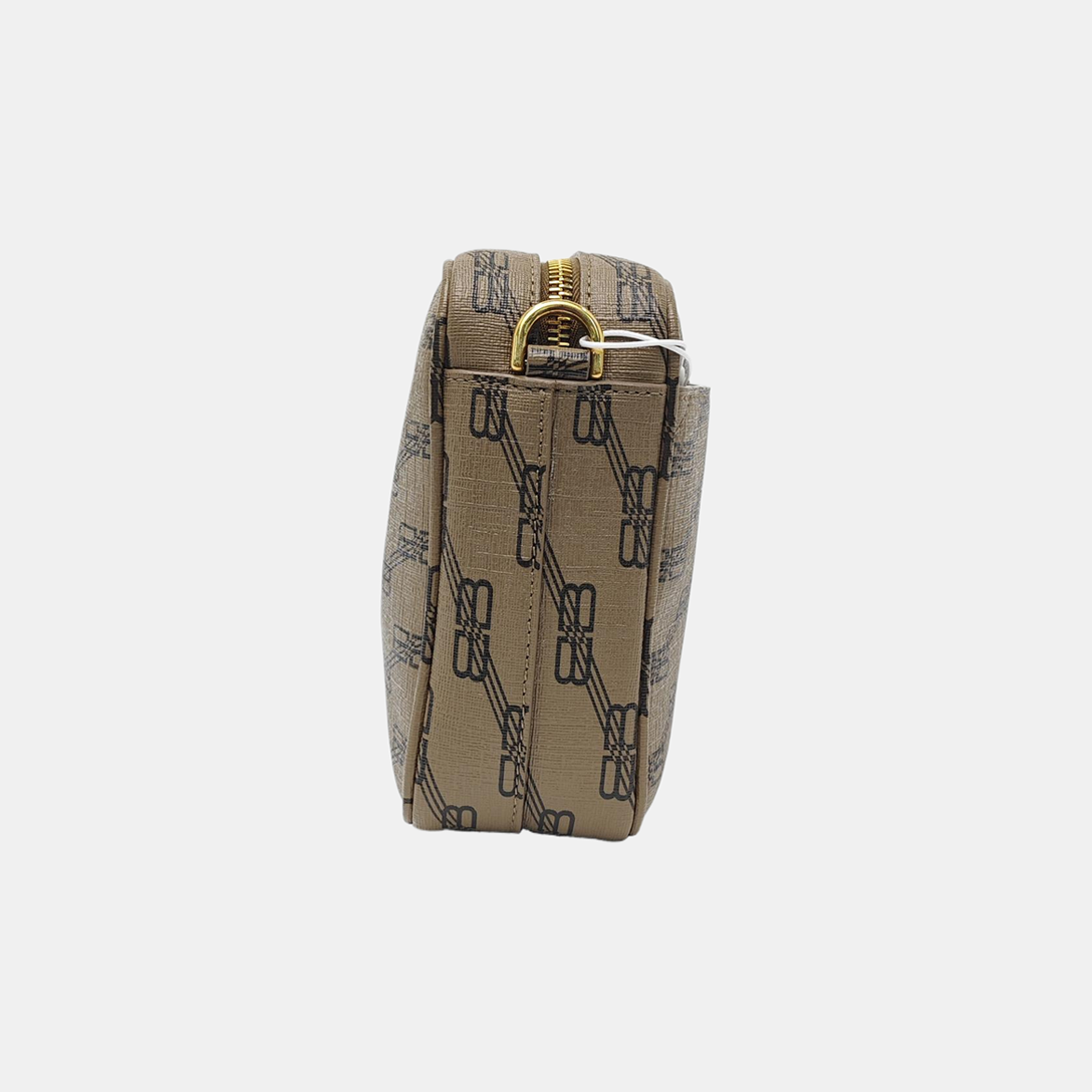 Coated Canvas Shoulder Bag Brown