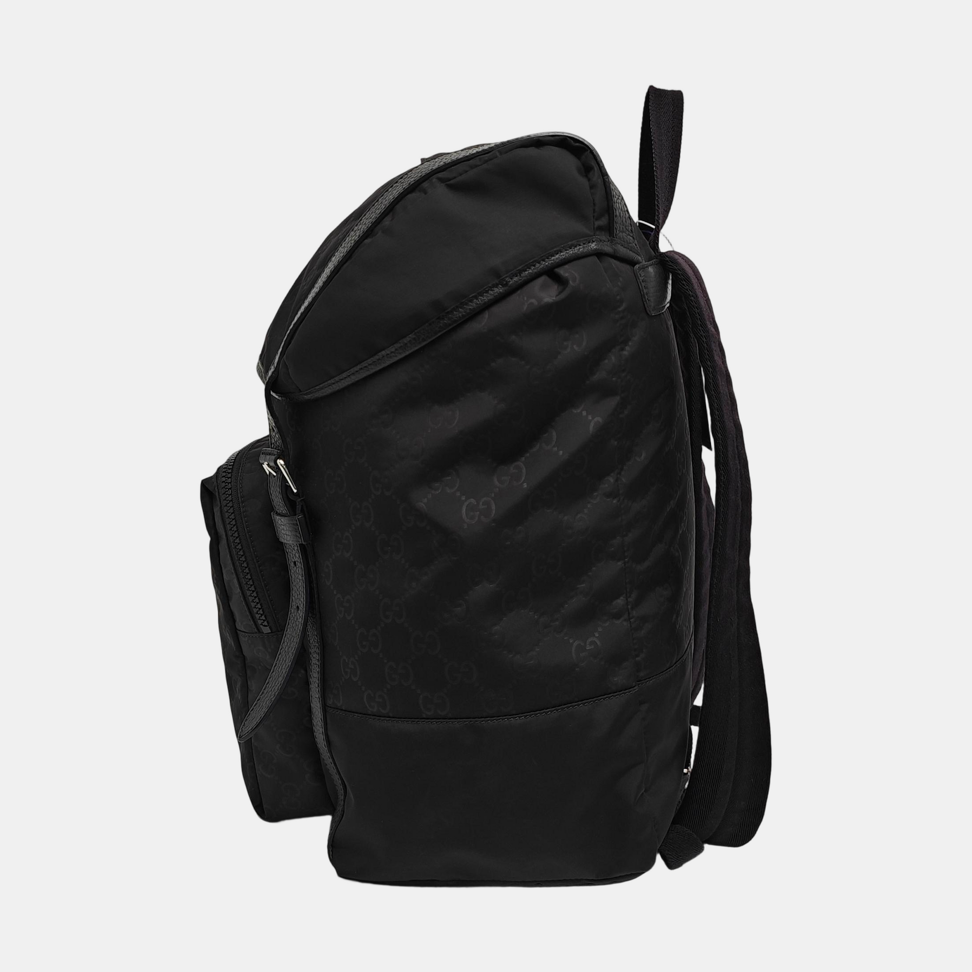 Monogram Nylon Backpack Medium Black