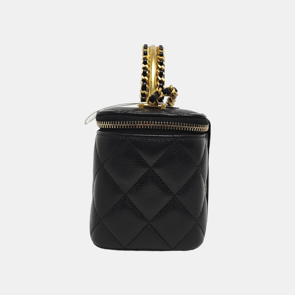 VANITY CASE Small Quilted Grained Calfskin Black