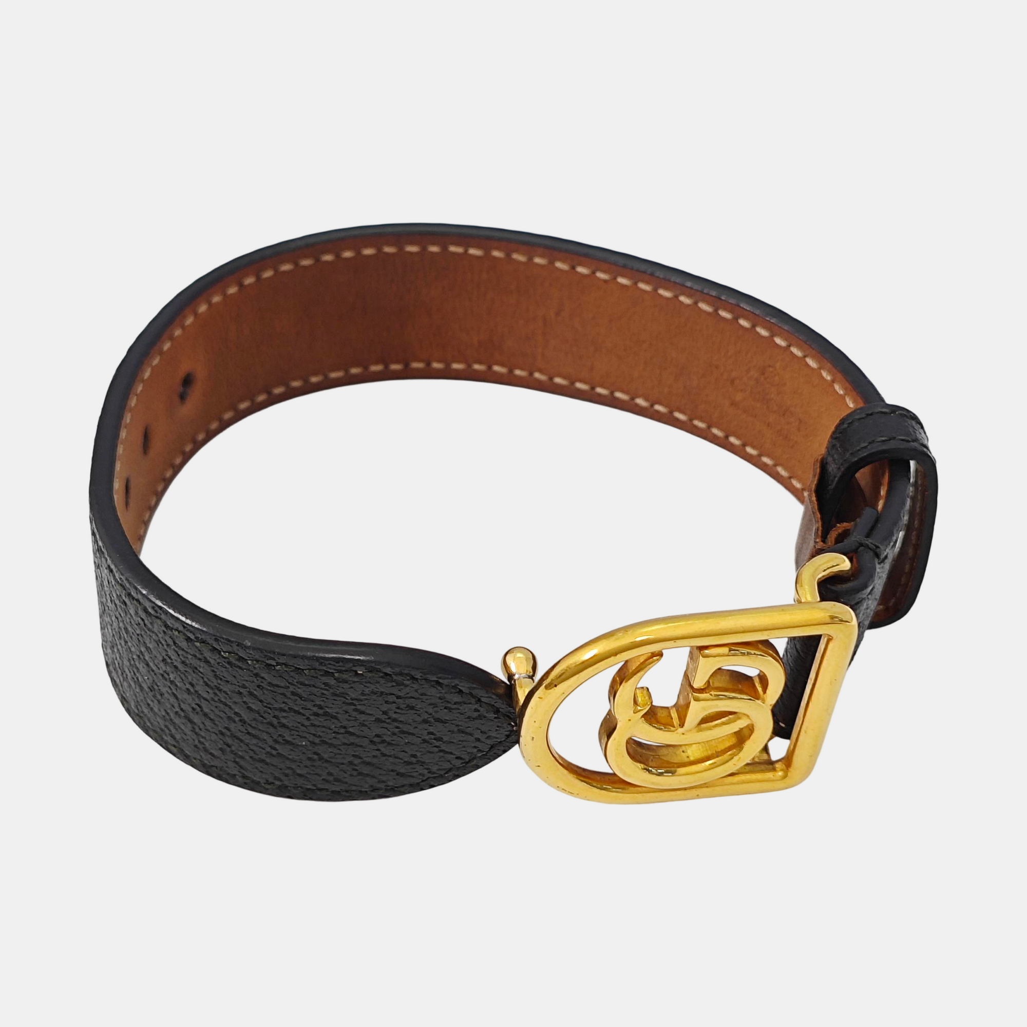 GG Running Leather Black Bangle