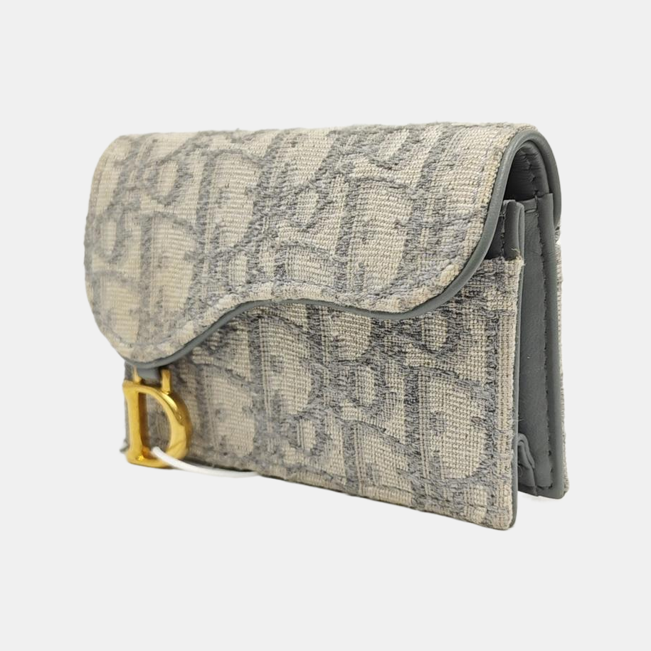 Saddle Mini Oblique Fabric Gray Card Holder