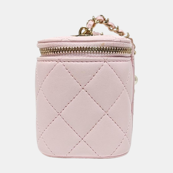 VANITY CASE Mini Quilted Lambskin Pink