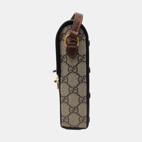 Authenticated pre-owned  Horsebit 1955 Mini Coated Canvas Beige - Shoulder Bag at Looply