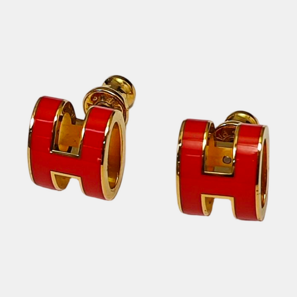 Pop H Metal Orange Stud Earrings