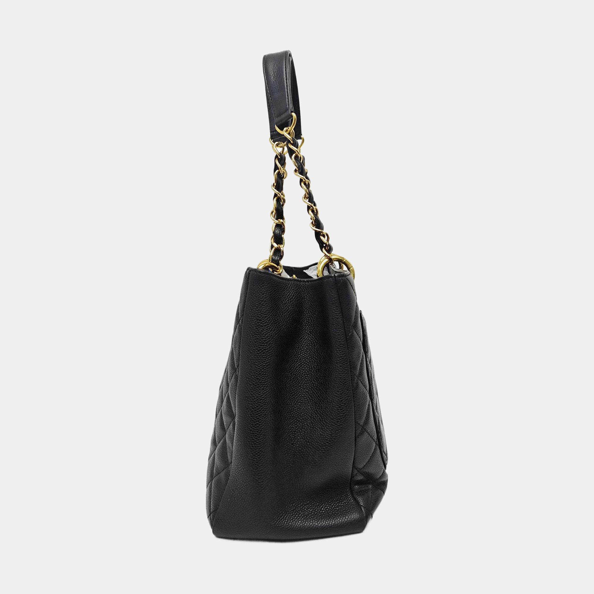 CHANEL GST Large Quilted Grained Calfskin Black
