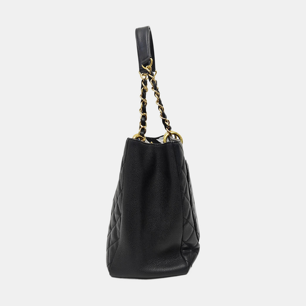 CHANEL GST Large Quilted Grained Calfskin Black