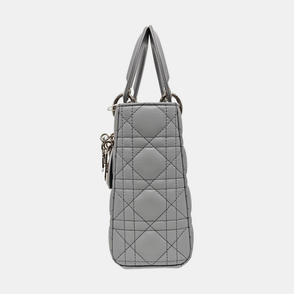 Lady Dior Small Cannage Lambskin Gray