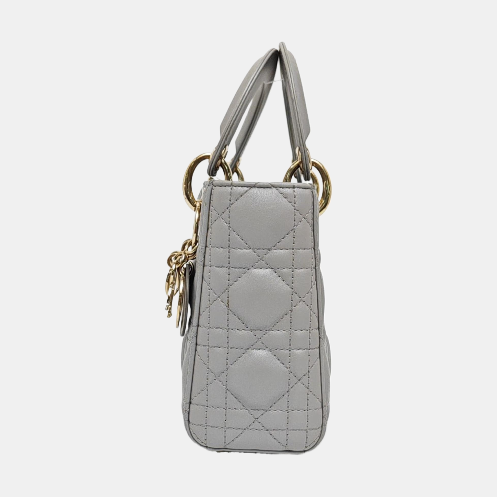 Lady Dior Mini Cannage Lambskin Gray