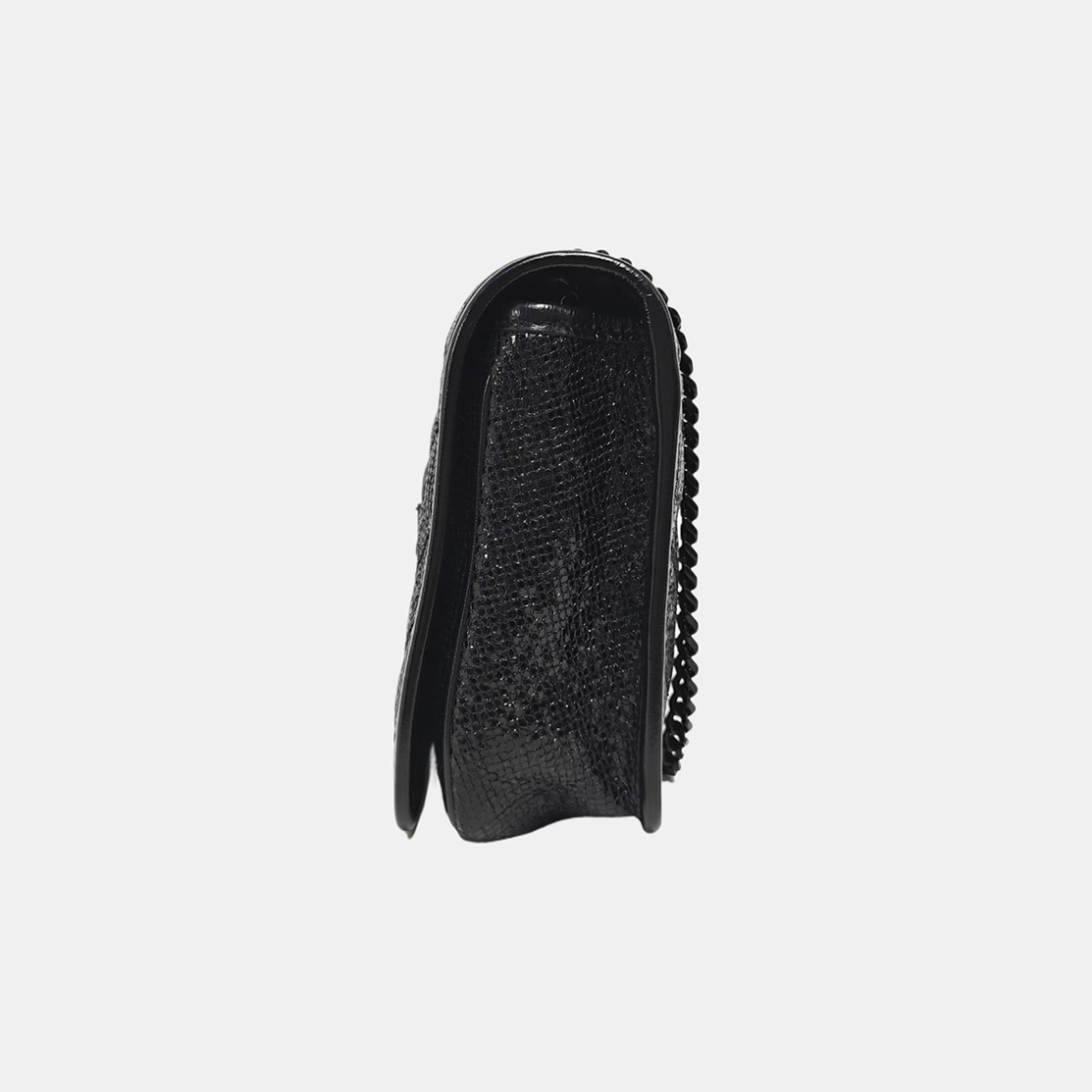 Chevron Leather Shoulder Bag Mini Black