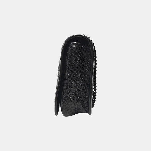 Chevron Leather Shoulder Bag Mini Black