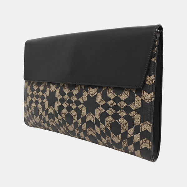 Monogram Coated Canvas Clutch Beige