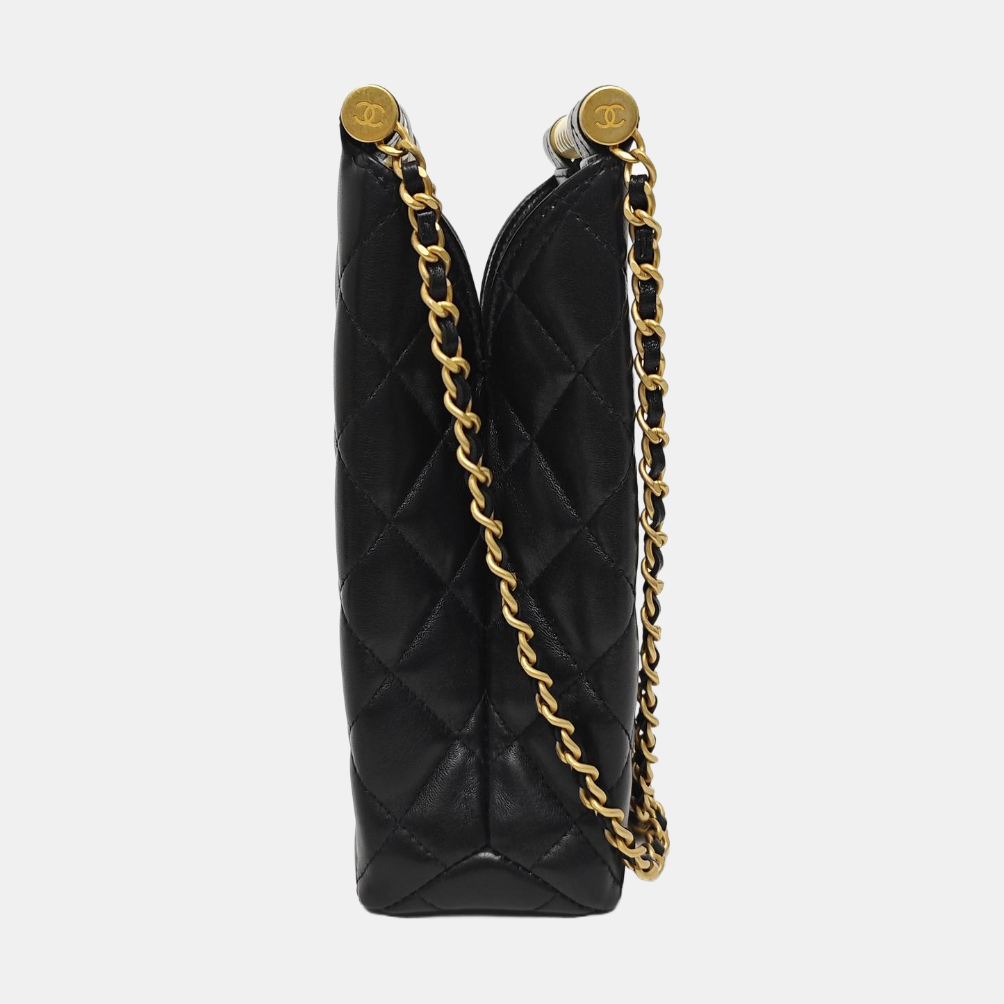 Quilted Lambskin Shoulder Bag Black