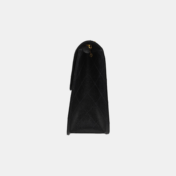 CLASSIC FLAP Jumbo Quilted Grained Calfskin Black