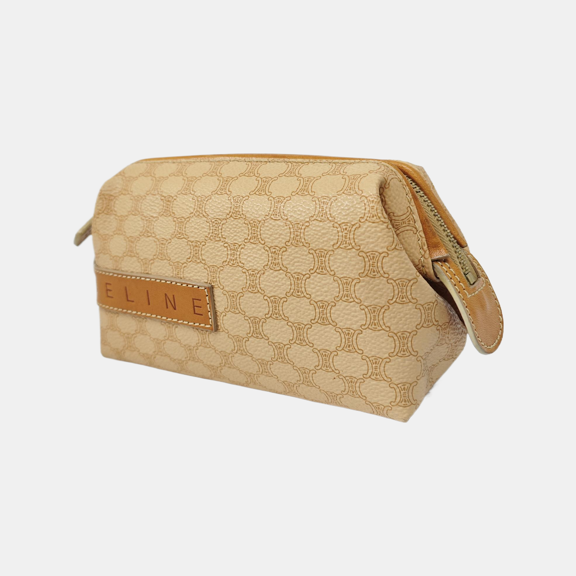 Coated Canvas Clutch Brown