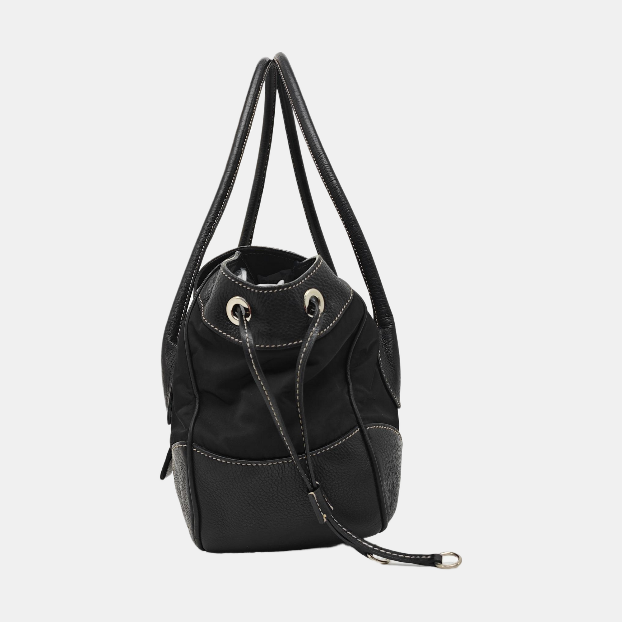 Nylon Top Handle Bag Black