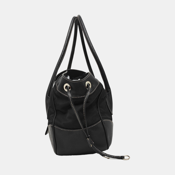 Nylon Top Handle Bag Black