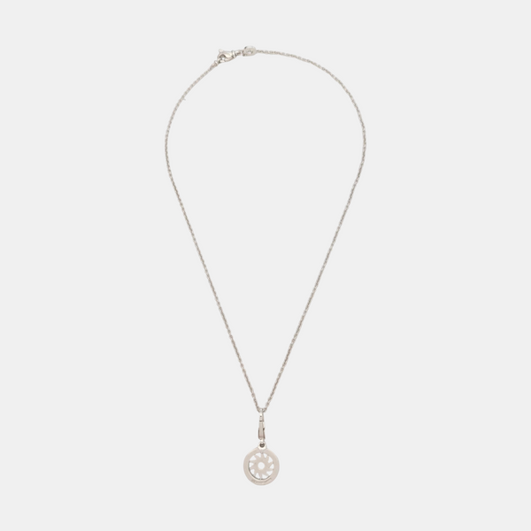Tondo Sun Sole Charm 18k White Gold Silver Necklace
