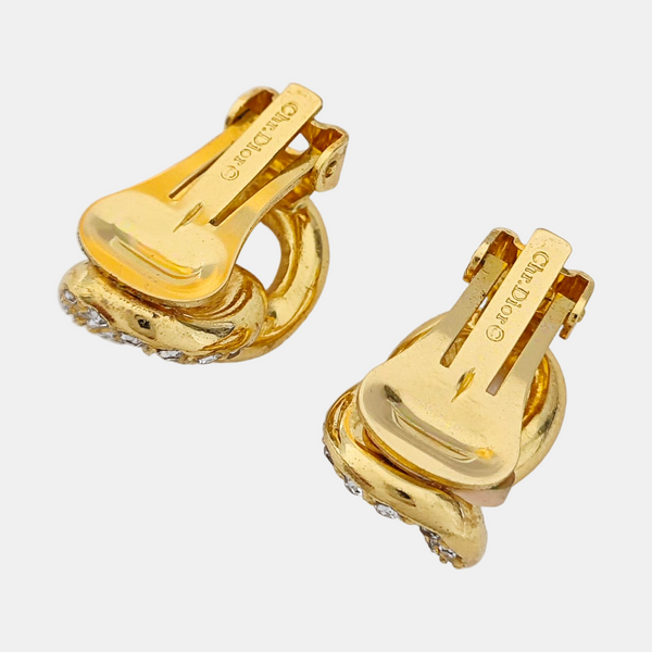 Twist Round Metal Gold Clip On Earrings