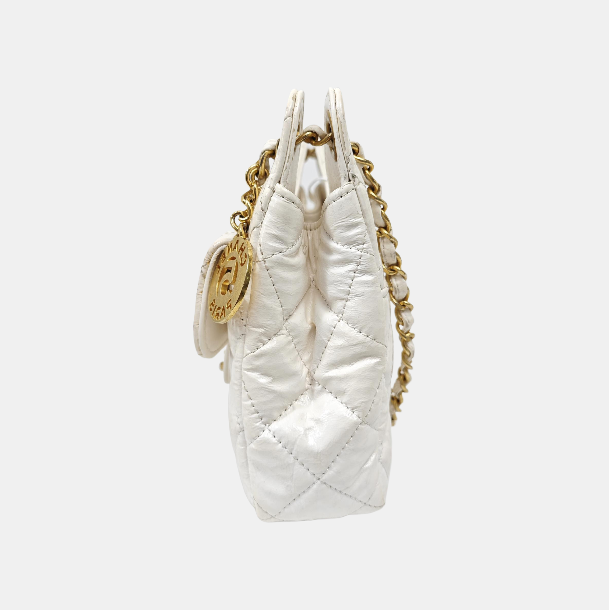 23C HOBO Small Quilted Calfskin White