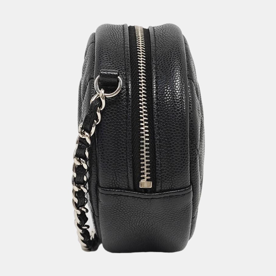 ROUND Quilted Grained Calfskin Black
