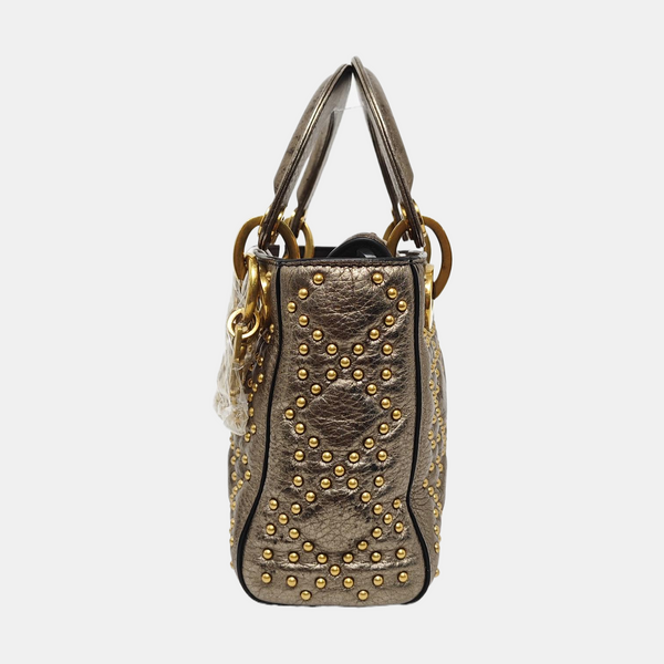 Lady Dior Mini Cannage Python Silver