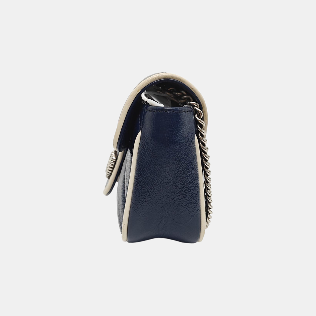 GG Marmont Super Mini Quilted Calfskin Blue