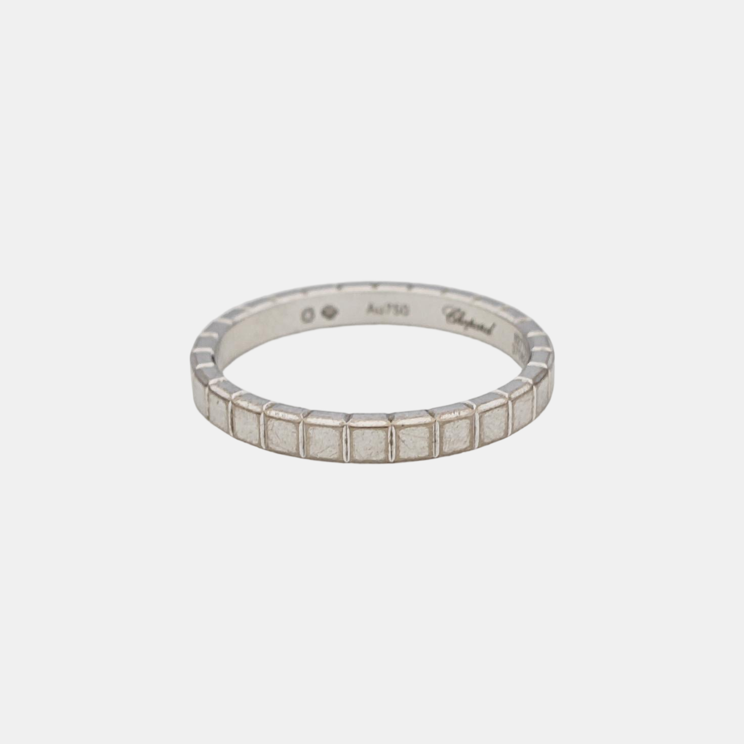 Ice Cube 18k White Gold Silver Ring EU 53