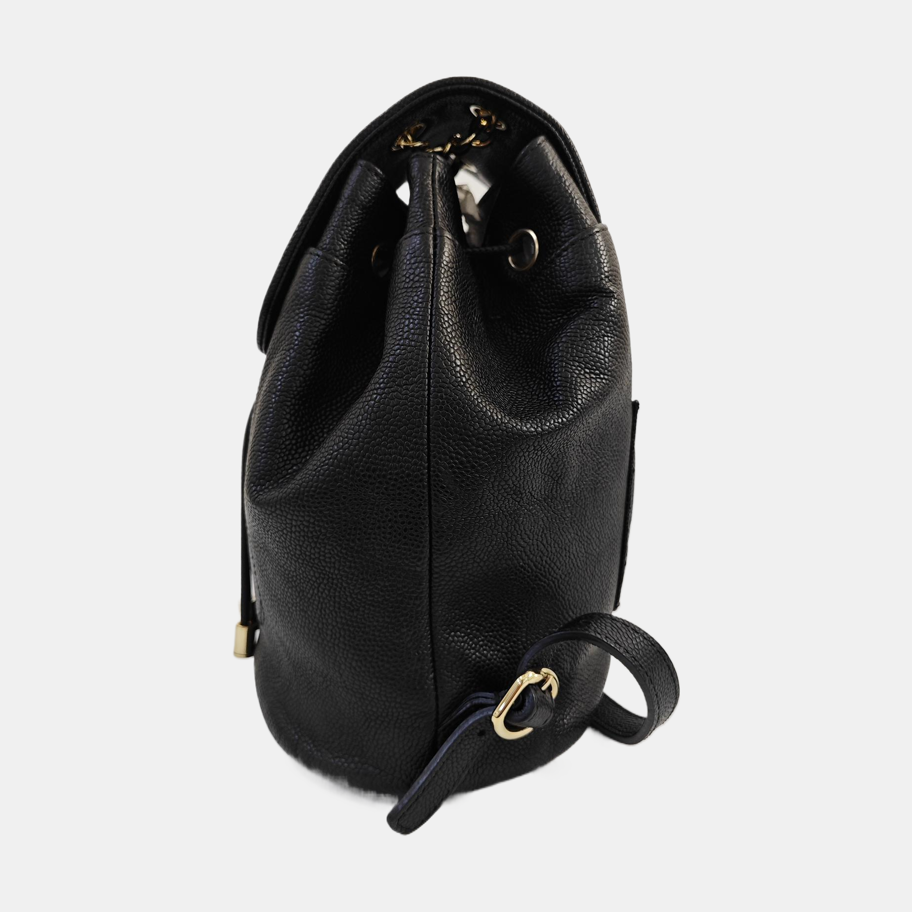 Quilted Grained Calfskin Backpack Black